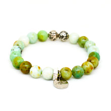 Load image into Gallery viewer, Green Turquoise Stone Silver Bead Bracelet (8 MM)