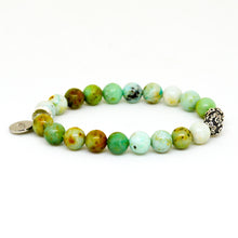 Load image into Gallery viewer, Green Turquoise Stone Silver Bead Bracelet (8 MM)
