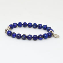 Load image into Gallery viewer, Lapis Lazuli Super Silver Bead Bracelet (8 MM)