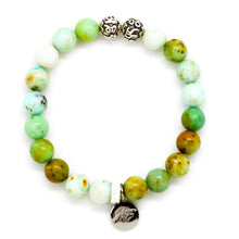 Load image into Gallery viewer, Green Turquoise Stone Silver Bead Bracelet (8 MM)