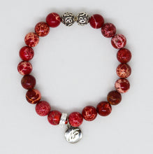 Load image into Gallery viewer, Hued Red Jasper Stone Silver Bead Bracelet (8 MM)