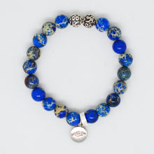 Load image into Gallery viewer, Navy Jasper Stone Silver Bead Bracelet (8 MM)