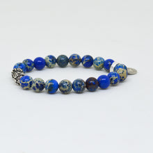 Load image into Gallery viewer, Navy Jasper Stone Silver Bead Bracelet (8 MM)