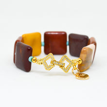 Load image into Gallery viewer, Mookaite Jasper Stone Square Bead Bracelet