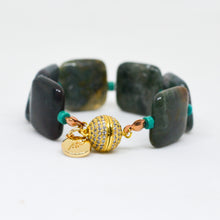 Load image into Gallery viewer, Fancy Jasper Square Bead Magnetic Clasp Bracelet
