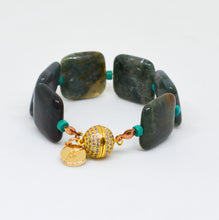 Load image into Gallery viewer, Fancy Jasper Square Bead Magnetic Clasp Bracelet