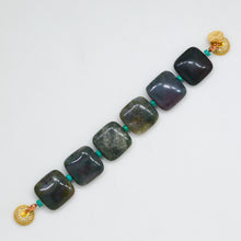 Load image into Gallery viewer, Fancy Jasper Square Bead Magnetic Clasp Bracelet