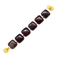 Load image into Gallery viewer, Poppy Jasper Magnetic Closure Silver Bead Bracelet (12 MM)