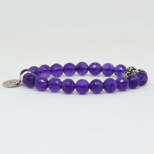 Load image into Gallery viewer, Amethyst Faceted Silver Bead Bracelet (8 MM)
