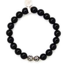 Load image into Gallery viewer, Tourmaline Stone Silver Bead Bracelet (8 MM)