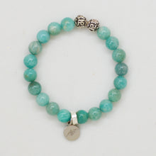 Load image into Gallery viewer, Amazonite Stone Silver Bead Bracelet (8 MM)