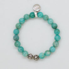 Load image into Gallery viewer, Amazonite Stone Silver Bead Bracelet (8 MM)