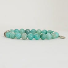 Load image into Gallery viewer, Amazonite Stone Silver Bead Bracelet (8 MM)