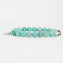 Load image into Gallery viewer, Amazonite Stone Silver Bead Bracelet (8 MM)