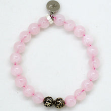 Load image into Gallery viewer, Rose Quartz Stone Silver Bead Bracelet (8 MM)