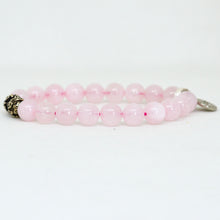 Load image into Gallery viewer, Rose Quartz Stone Silver Bead Bracelet (8 MM)