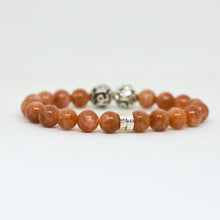 Load image into Gallery viewer, Sunstone Super Silver Bead Bracelet (12 MM)