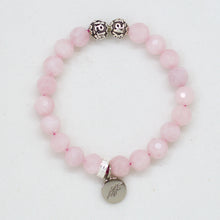 Load image into Gallery viewer, Rose Quartz Super Faceted Silver Bead Bracelet (8 MM)
