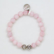 Load image into Gallery viewer, Rose Quartz Super Faceted Silver Bead Bracelet (8 MM)
