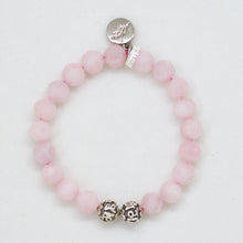Load image into Gallery viewer, Rose Quartz Super Faceted Silver Bead Bracelet (8 MM)