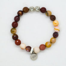 Load image into Gallery viewer, Mookaite Jasper Faceted Stone Silver Bead Bracelet (8 MM)