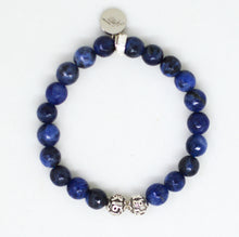 Load image into Gallery viewer, Sodalite Faceted Stone Silver Bead Bracelet (8 MM)