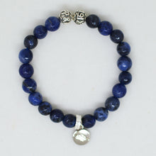 Load image into Gallery viewer, Sodalite Faceted Stone Silver Bead Bracelet (8 MM)