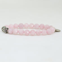 Load image into Gallery viewer, Rose Quartz Super Faceted Silver Bead Bracelet (8 MM)