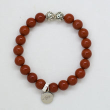Load image into Gallery viewer, Red Jasper Stone Silver Bead Bracelet (8 MM)

