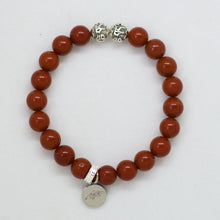 Load image into Gallery viewer, Red Jasper Stone Silver Bead Bracelet (8 MM)
