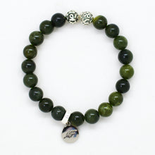 Load image into Gallery viewer, Canadian Jade Stone Silver Bead Bracelet (8 MM)