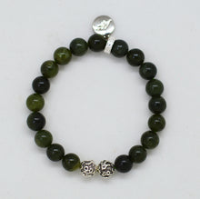Load image into Gallery viewer, Canadian Jade Stone Silver Bead Bracelet (8 MM)