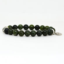 Load image into Gallery viewer, Canadian Jade Stone Silver Bead Bracelet (8 MM)
