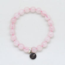 Load image into Gallery viewer, Rose Quartz Silver Flat Bead Bracelet (8 MM)
