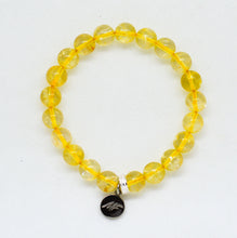Load image into Gallery viewer, Citrine Stone Flat Silver Bead Bracelet (8 MM)