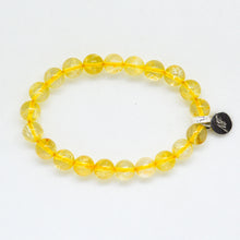 Load image into Gallery viewer, Citrine Stone Flat Silver Bead Bracelet (8 MM)