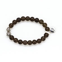Load image into Gallery viewer, Smoky Quartz Stone Silver Bead Bracelet (8 MM)