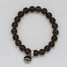 Load image into Gallery viewer, Smoky Quartz Stone Flat Silver Bead Bracelet (8 MM)