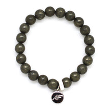 Load image into Gallery viewer, Pyrite Stone Flat Silver Bead Bracelet (8 MM)
