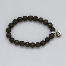 Load image into Gallery viewer, Pyrite Stone Flat Silver Bead Bracelet (8 MM)