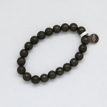 Load image into Gallery viewer, Pyrite Stone Flat Silver Bead Bracelet (8 MM)