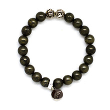 Load image into Gallery viewer, Natural Pyrite Stone Silver Bead Bracelet (8 MM)
