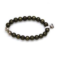 Load image into Gallery viewer, Natural Pyrite Stone Silver Bead Bracelet (8 MM)
