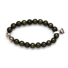 Load image into Gallery viewer, Natural Pyrite Stone Silver Bead Bracelet (8 MM)