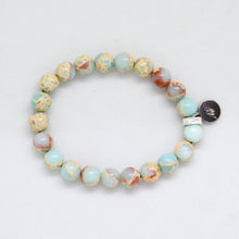 Load image into Gallery viewer, Snake Jasper Stone Flat Silver Bead Bracelet (8 MM)