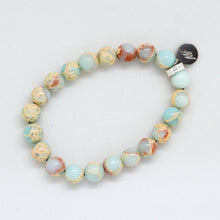 Load image into Gallery viewer, Snake Jasper Stone Flat Silver Bead Bracelet (8 MM)