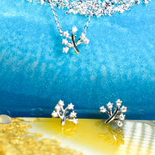 Load image into Gallery viewer, Tree Pendant White Zircon Silver Necklace Set