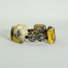 Load image into Gallery viewer, Lace Agate Square Silver Bead Bracelet (12 MM)