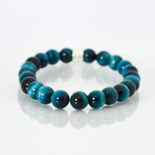 Load image into Gallery viewer, Blue Tiger Eye Silver Duo Bracelet (8 MM)