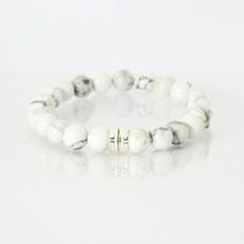 Load image into Gallery viewer, White Howlite Double Silver Bead Bracelet (8 MM)